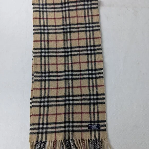 Classic BURBERRY Vintage Check Scarf Beige 50%Wool 50%Cashmere Fast Ship Today. - Picture 4 of 6